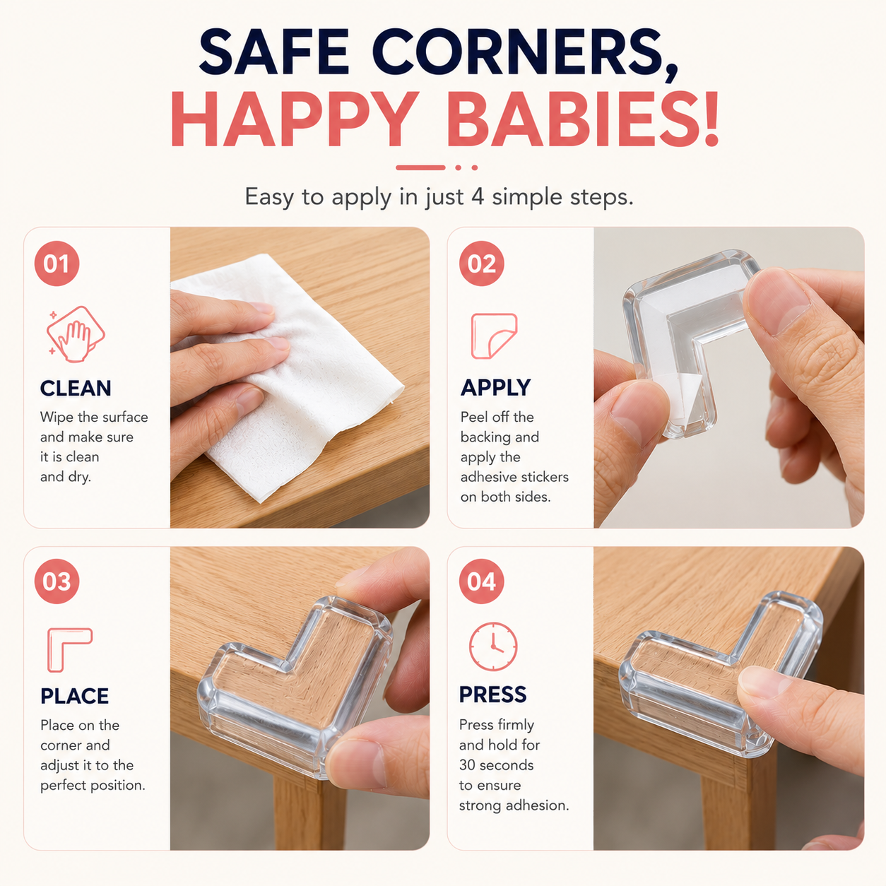 CHILD SAFETY CORNER COVERS (PACK OF 12)