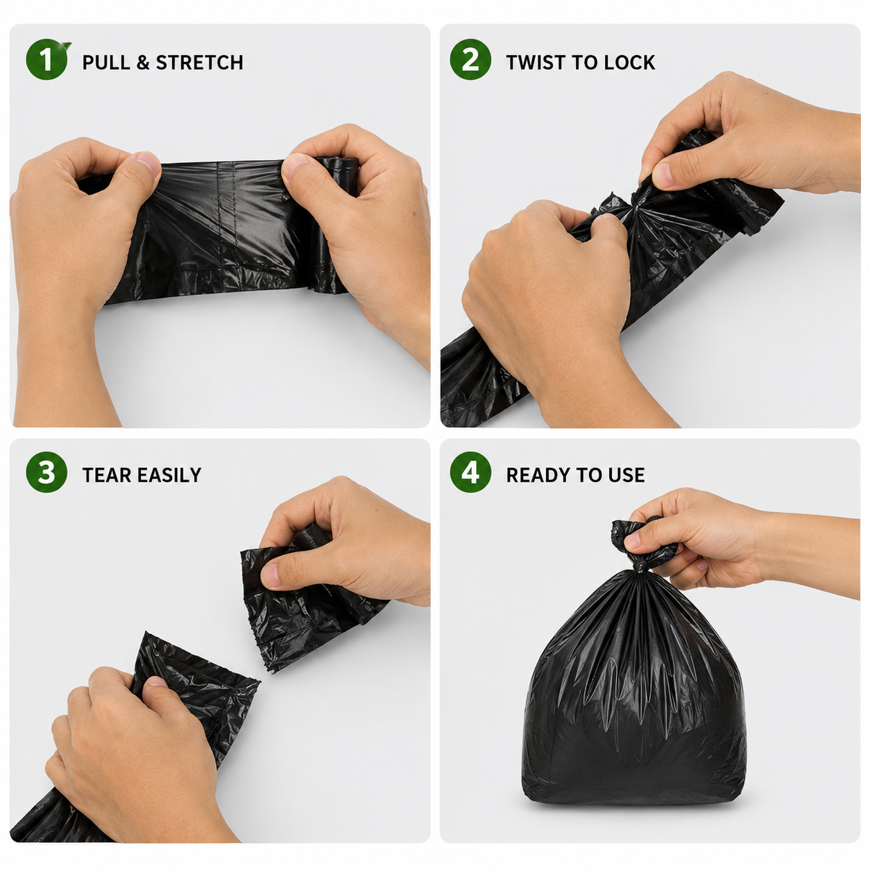 DISPOSABLE GARBAGE BAGS (90 PIECES IN 3 ROLLS)