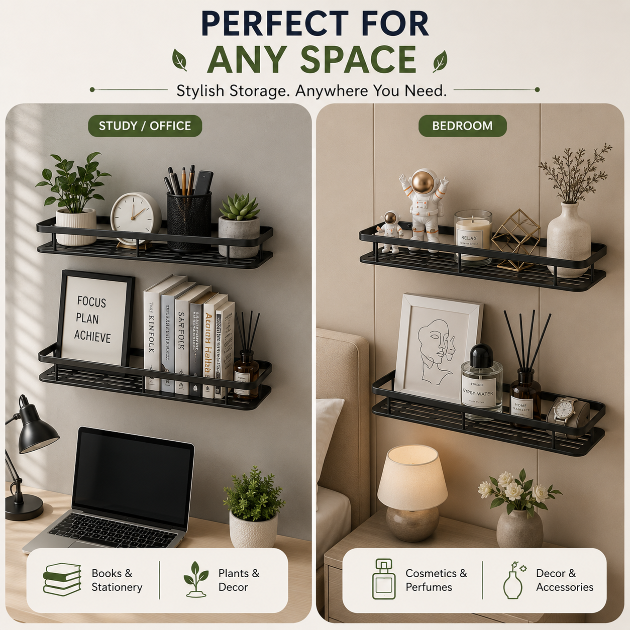 ADHESIVE BATHROOM RACK (PACK OF 2)