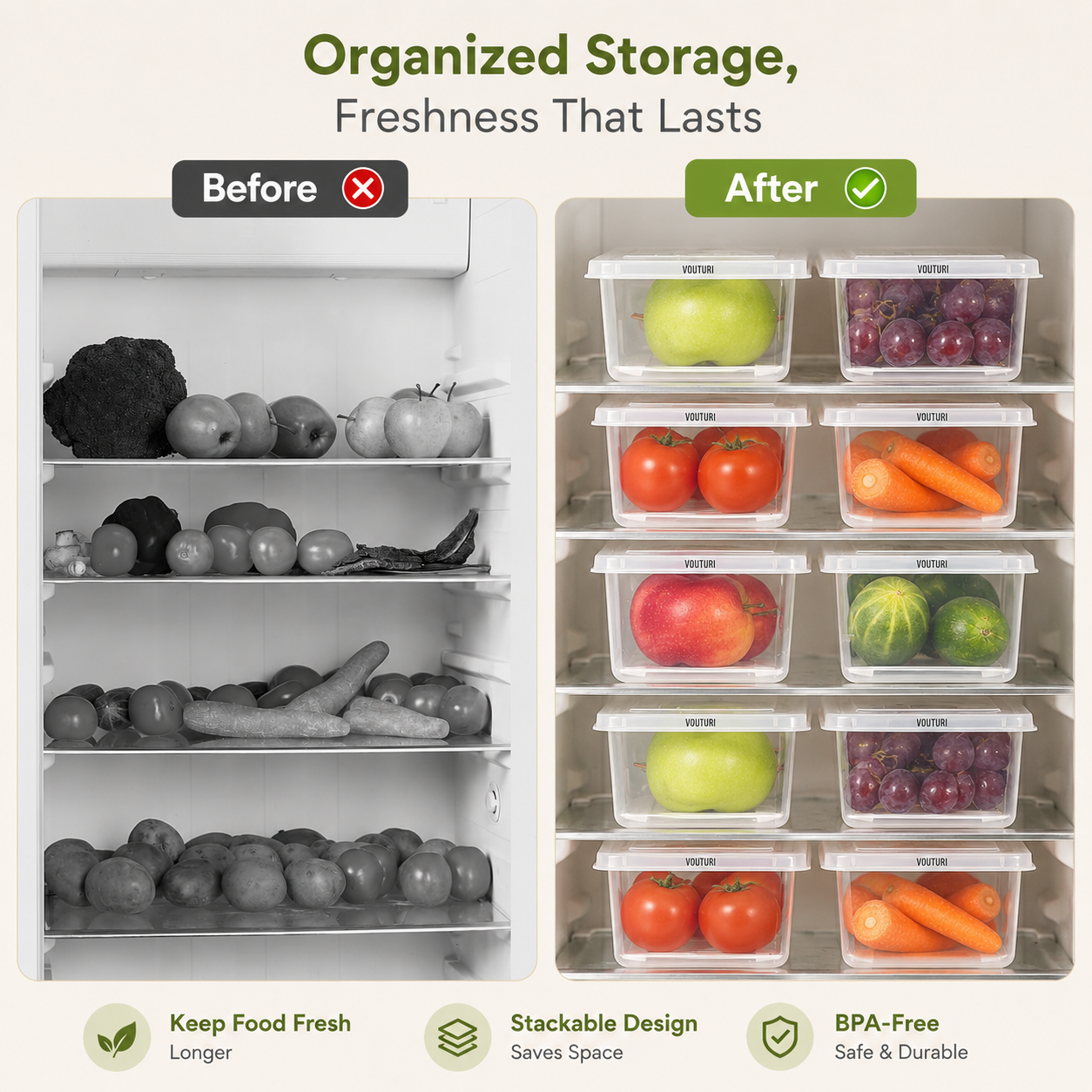 FRIDGE STORAGE CONTAINERS (PACK OF 6)
