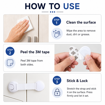 BABY SAFETY DOOR & DRAWER LOCK (PACK OF 4)