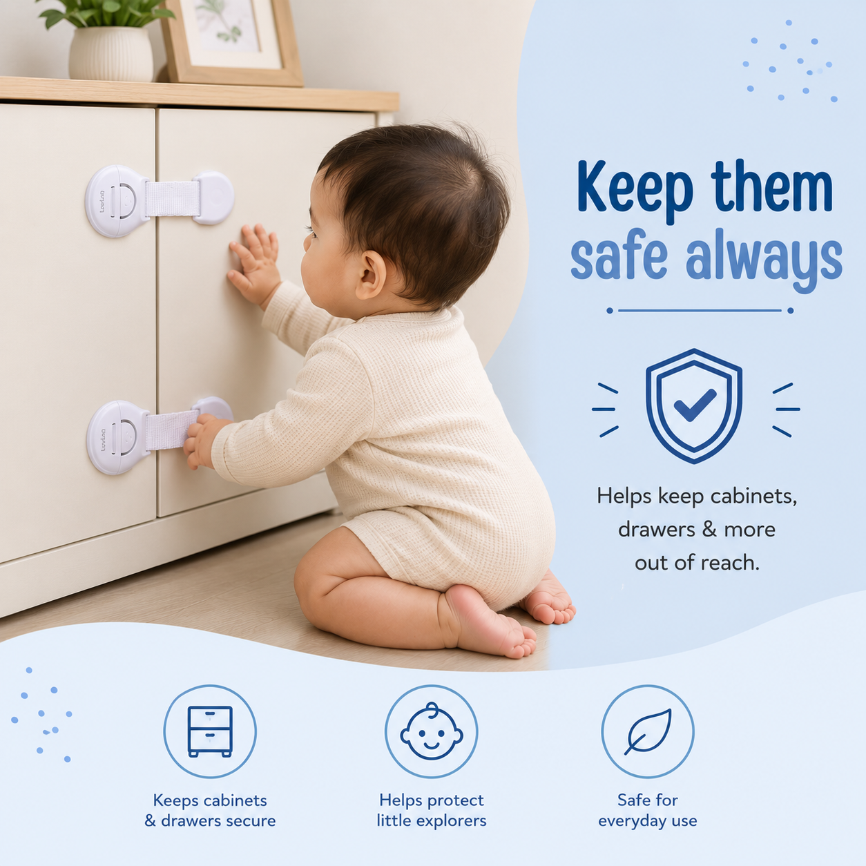 BABY SAFETY DOOR & DRAWER LOCK (PACK OF 4)