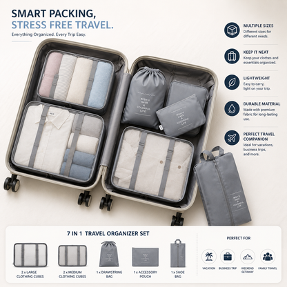 7 IN 1 TRAVEL ORGANIZER SET